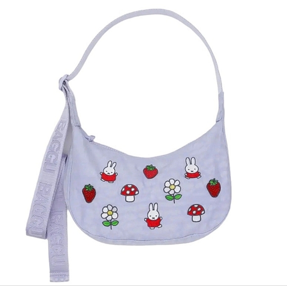 BAGGU Handbags - *NWT* BAGGU X MIFFY Strawberry Diasy Mushroom Miffy Small Nylon Crescent Bag